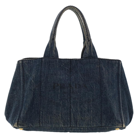 PRADA Canapa Hand Bag Canvas Blue Auth 47694 - Picture 13 of 16